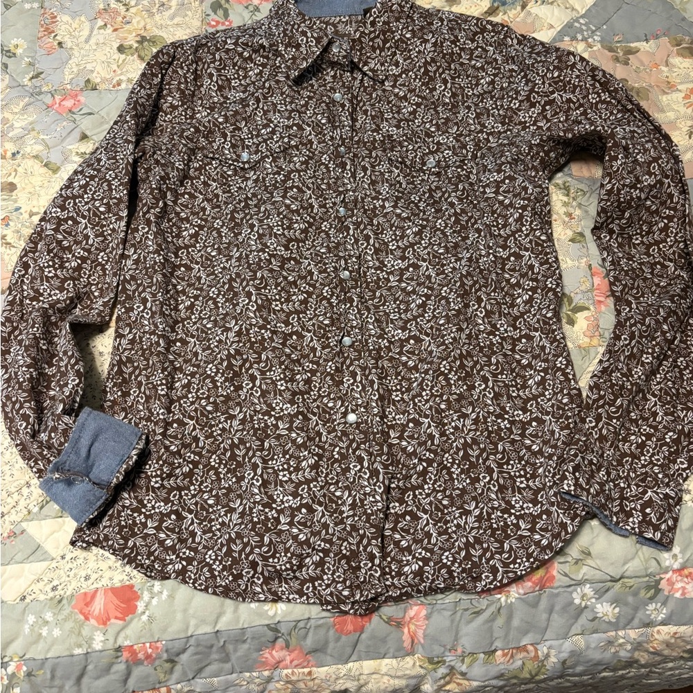 Girls Brown Floral Shirt